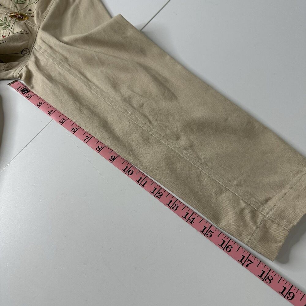 Tantrums Embroidered Floral Khaki‎ Jacket Size XL Vintage Fall Cottagecore Boho - Picture 12 of 16